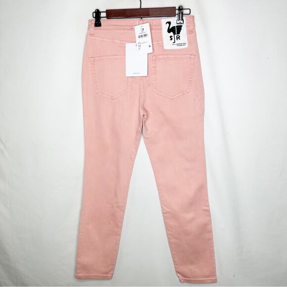 SANDRINE ROSE High Waisted Skinny Jeans Embroidered Palm Tree in Petal NWT - 28 - Picture 9 of 9